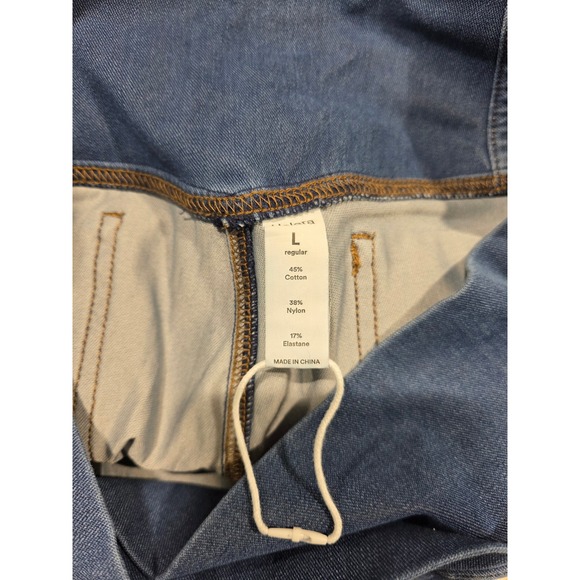 Halara High Rise Crossover Flared Bell Bottom Jeans Women Size L Reg Blue Wash - Picture 6 of 9